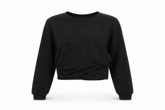 ASOS Womens Black Cotton Pullover Sweatshirt Size 10 Pullover - Cropped