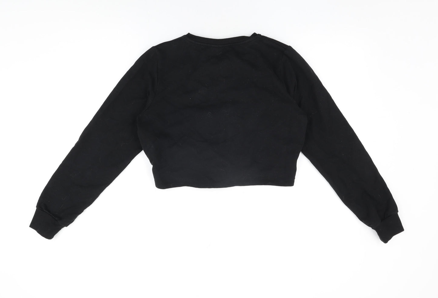 ASOS Womens Black Cotton Pullover Sweatshirt Size 10 Pullover - Cropped