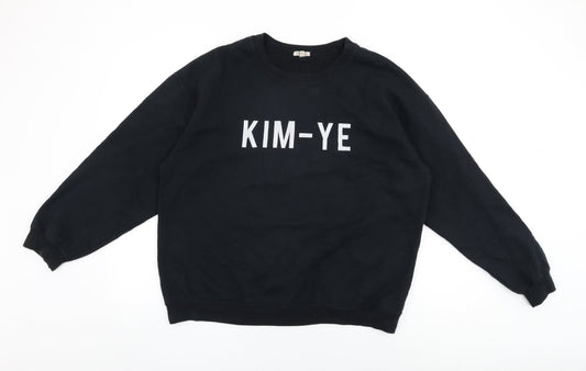River Island Womens Black Cotton Pullover Sweatshirt Size L Pullover - Kim-Ye