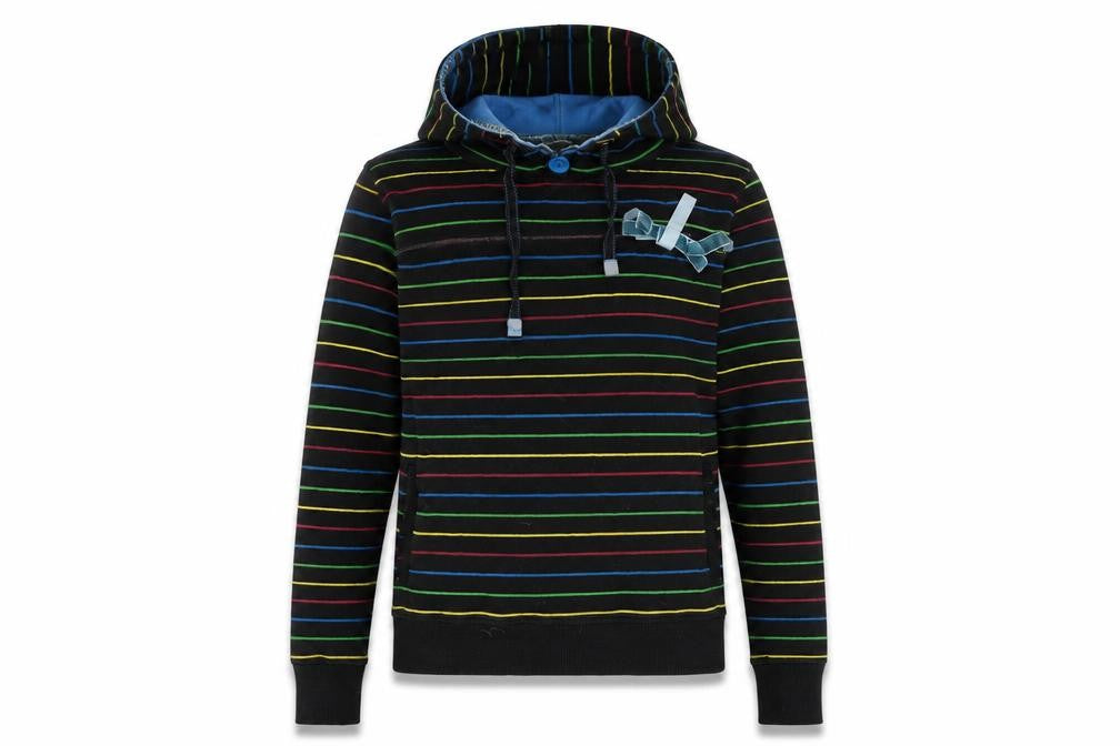 Xdye Womens Black Striped Cotton Pullover Hoodie Size L Pullover