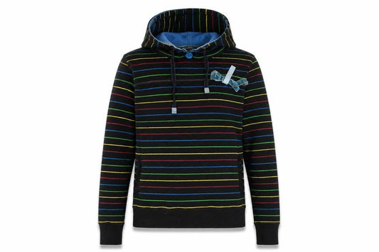 Xdye Womens Black Striped Cotton Pullover Hoodie Size L Pullover
