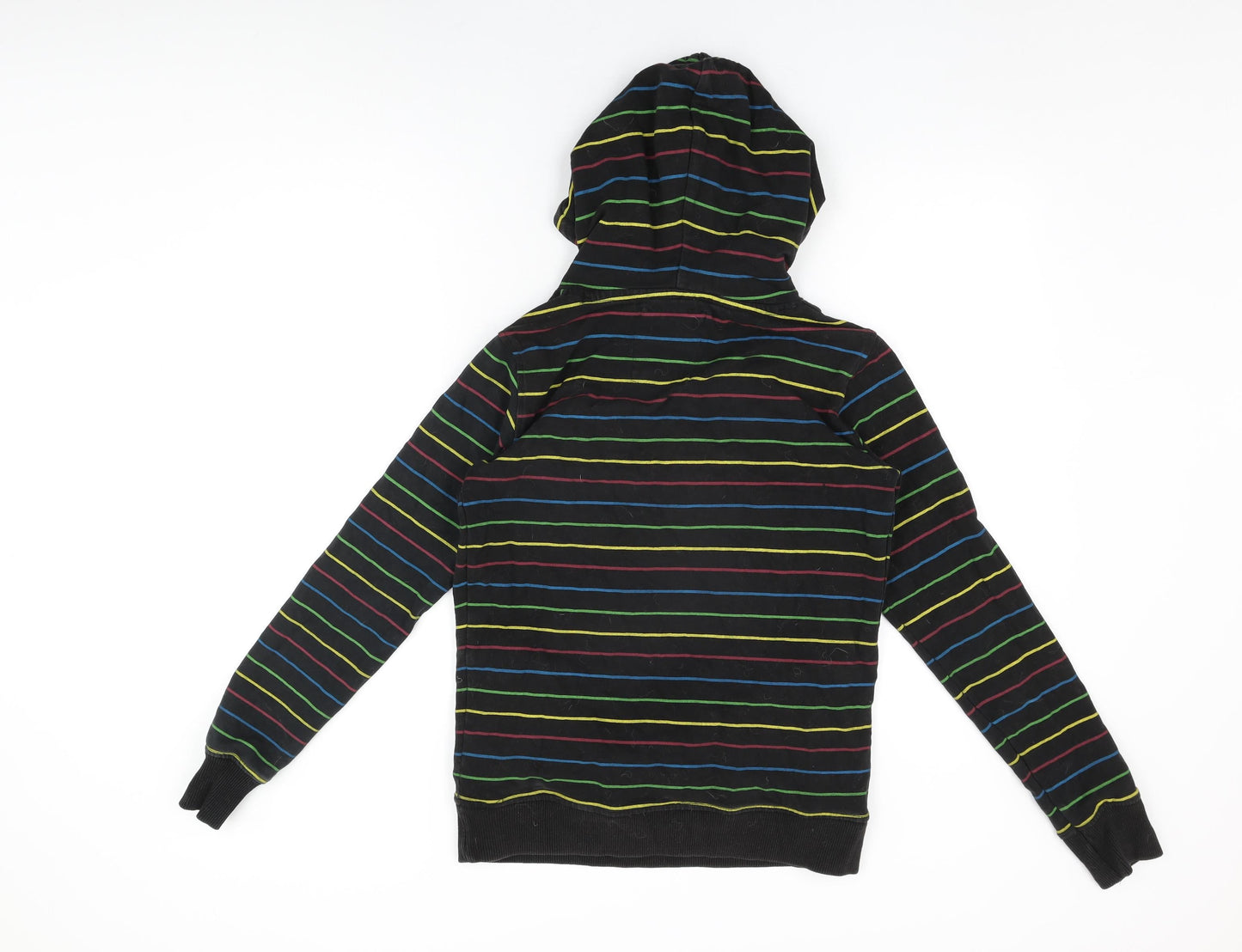 Xdye Womens Black Striped Cotton Pullover Hoodie Size L Pullover