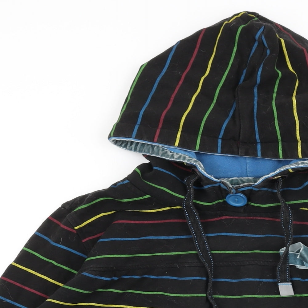 Xdye Womens Black Striped Cotton Pullover Hoodie Size L Pullover