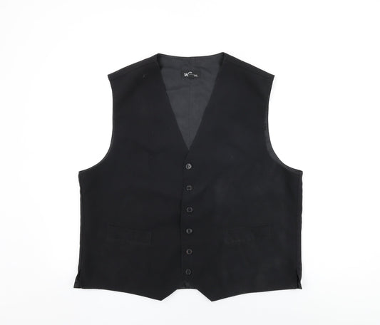 Williams Mens Black Polyester Jacket Suit Waistcoat Size 46 Regular