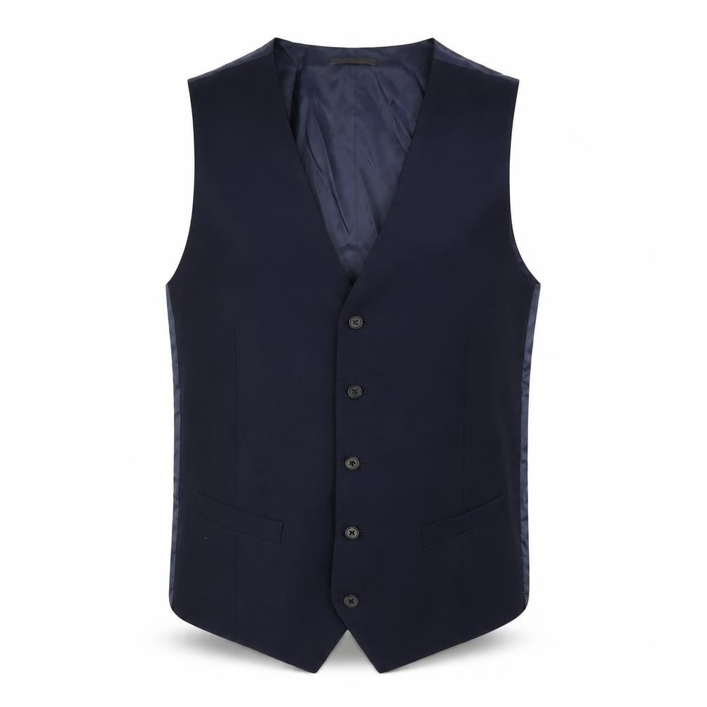 Marks & Spencer Mens Blue Polyester Jacket Suit Waistcoat Size 38 Regular