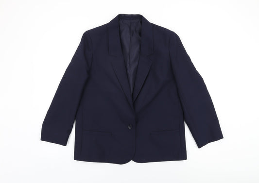 St Michael Womens Blue Jacket Blazer Size 14 Button