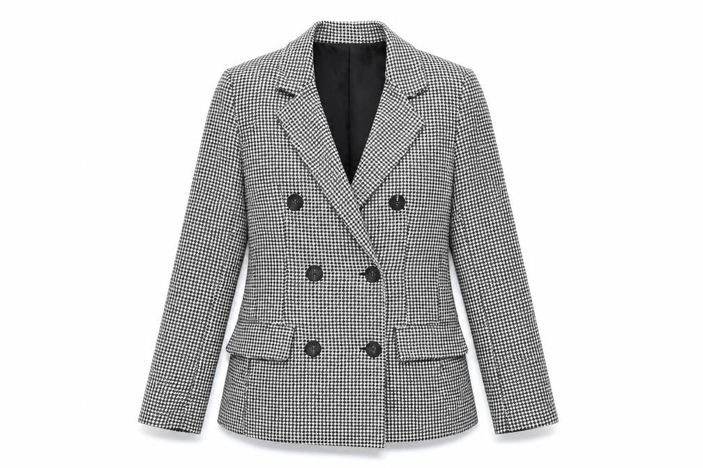 Adilynn Womens Grey Geometric Jacket Blazer Size M Button - Houndstooth