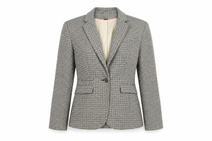 H&M Womens Brown Geometric Jacket Blazer Size 4 Button