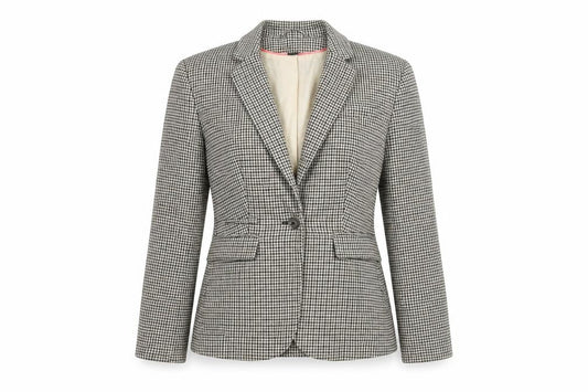 H&M Womens Brown Geometric Jacket Blazer Size 4 Button