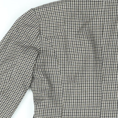 H&M Womens Brown Geometric Jacket Blazer Size 4 Button