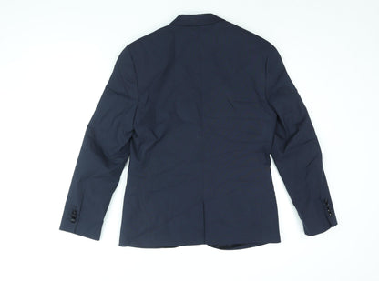 Back view of ASOS men’s blue polyester jacket suit jacket, size 36, regular