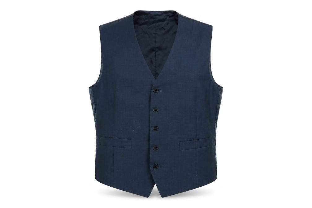 Karl Jackson Mens Blue Polyester Jacket Suit Waistcoat Size 44 Regular