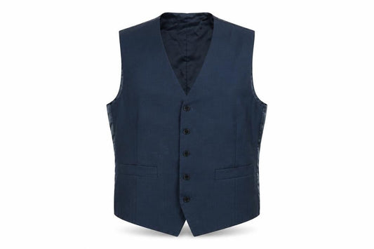 Karl Jackson Mens Blue Polyester Jacket Suit Waistcoat Size 44 Regular
