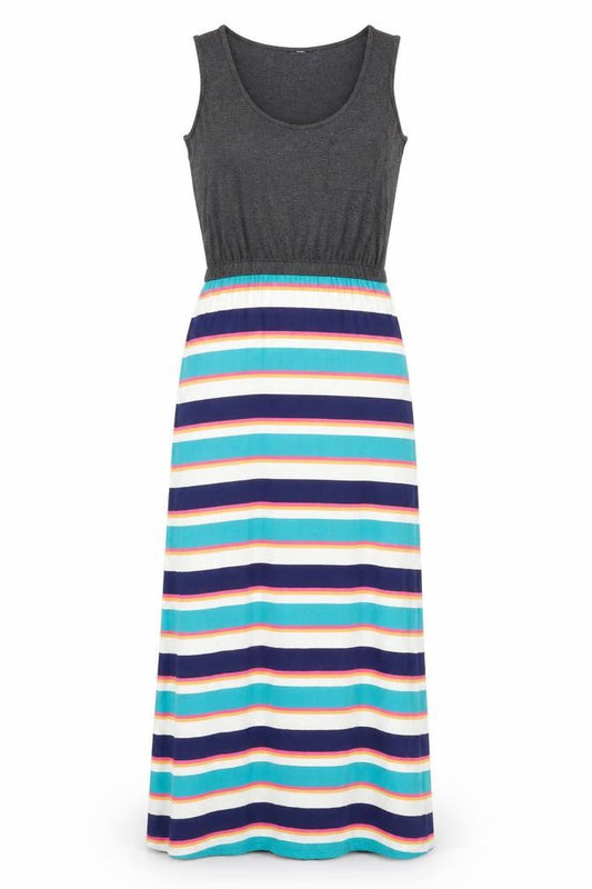 Next Womens Multicoloured Striped Viscose Maxi Size 8 Round Neck Pullover