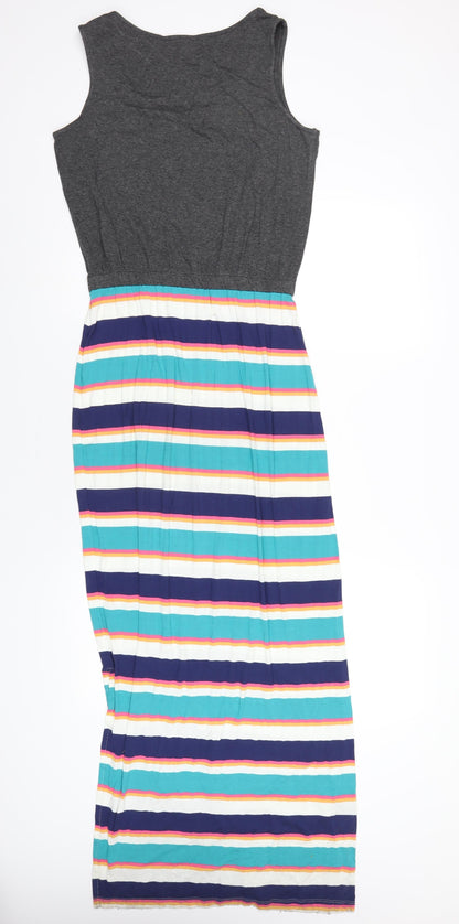 Next Womens Multicoloured Striped Viscose Maxi Size 8 Round Neck Pullover