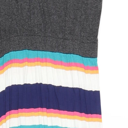 Next Womens Multicoloured Striped Viscose Maxi Size 8 Round Neck Pullover