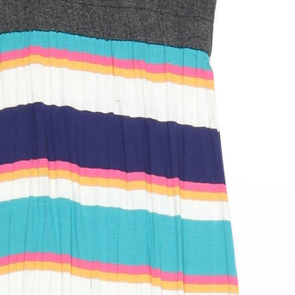 Next Womens Multicoloured Striped Viscose Maxi Size 8 Round Neck Pullover