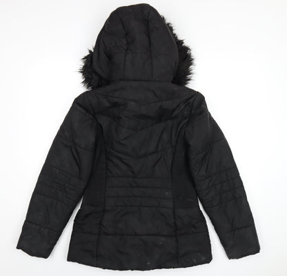 Very Womens Black Puffer Jacket Coat Size 10 Zip