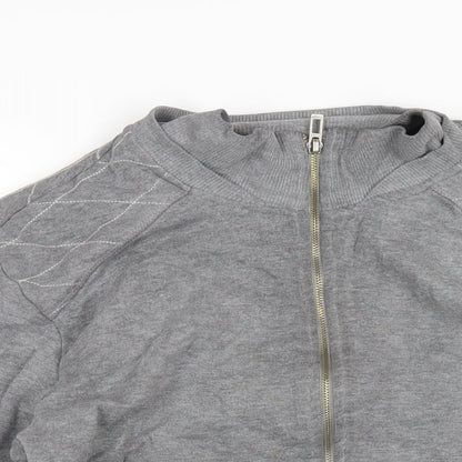 Close-up detail of Red Herring men’s grey cotton full zip sweatshirt, size L