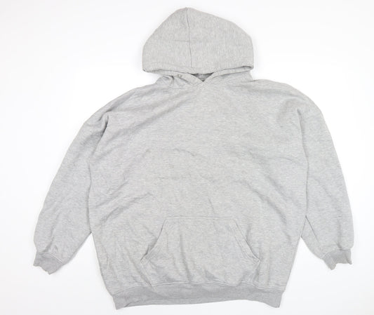 PRETTYLITTLETHING Womens Grey Cotton Pullover Hoodie Size 14 Pullover