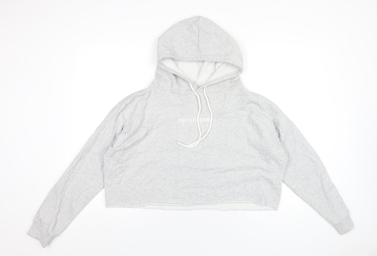 PRETTYLITTLETHING Womens Grey Cotton Pullover Hoodie Size M Pullover