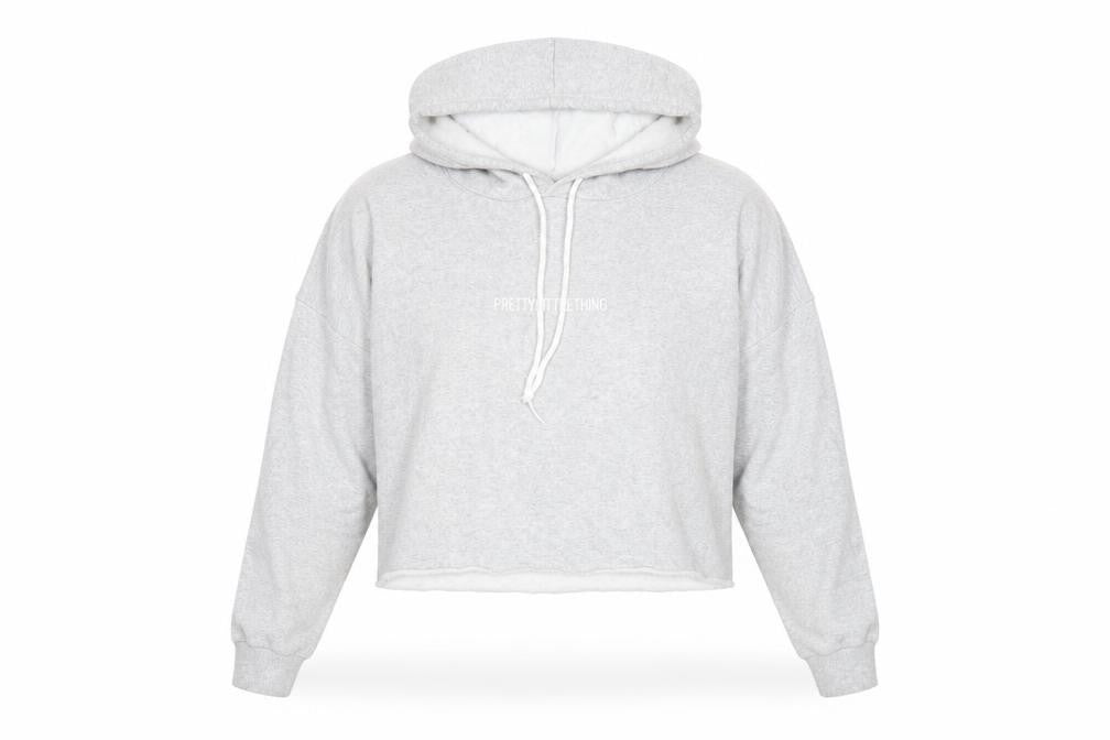 PRETTYLITTLETHING Womens Grey Cotton Pullover Hoodie Size M Pullover