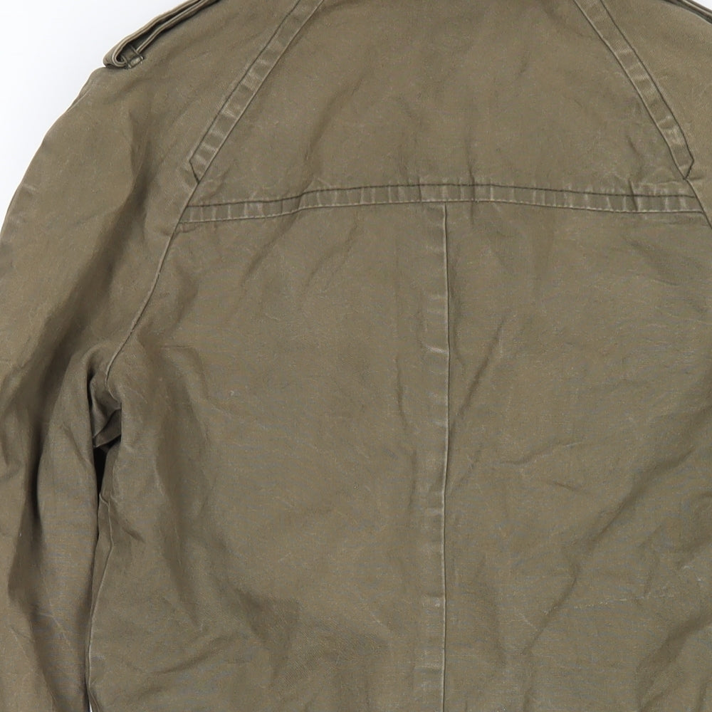 H&M Womens Green Trench Coat Coatigan Size 8 Button