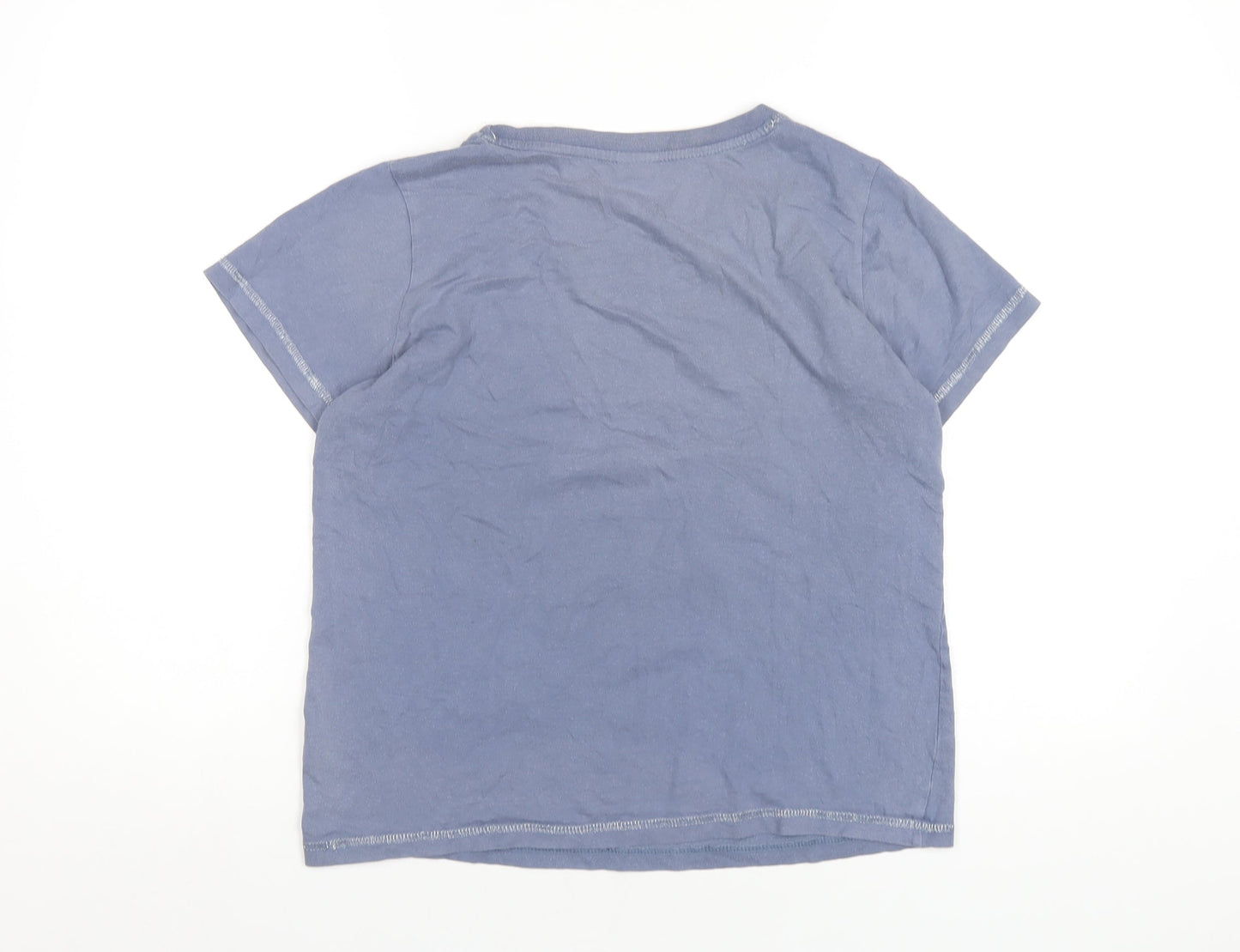 Disney Womens Blue Cotton Basic T-Shirt Size 8 Round Neck - Minnie Mouse Christmas