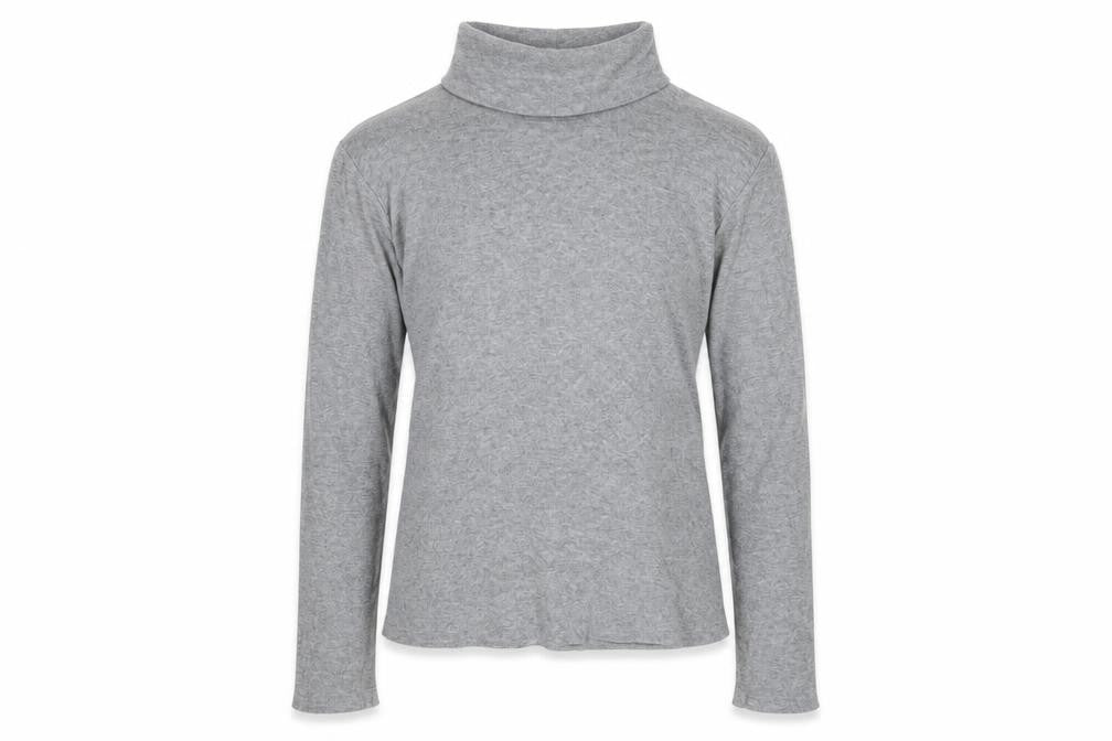 Lands' End Girls Grey Cotton Basic T-Shirt Size 10-11 Years Roll Neck Pullover