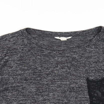 Springfield Womens Grey Polyester Basic T-Shirt Size M Round Neck