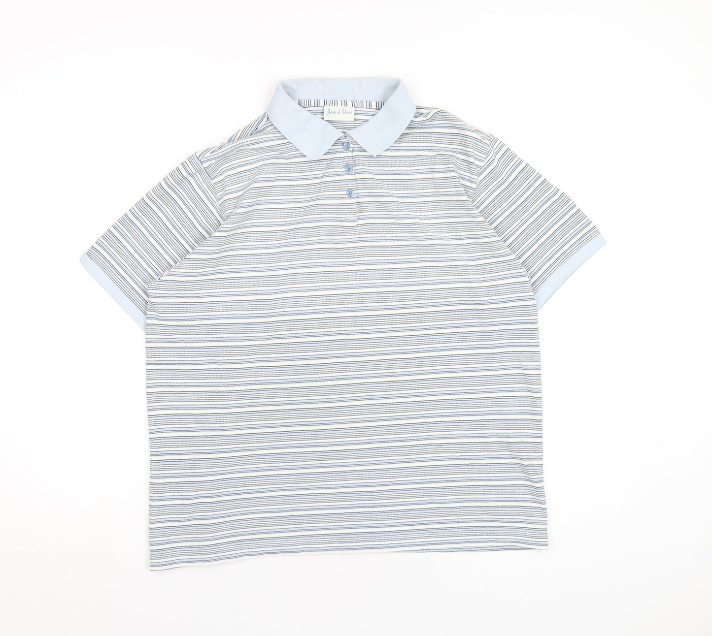 Joie de Vivre Womens Blue Striped Cotton Basic Polo Size 16 Collared