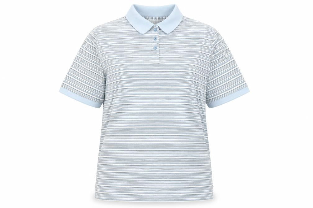 Joie de Vivre Womens Blue Striped Cotton Basic Polo Size 16 Collared