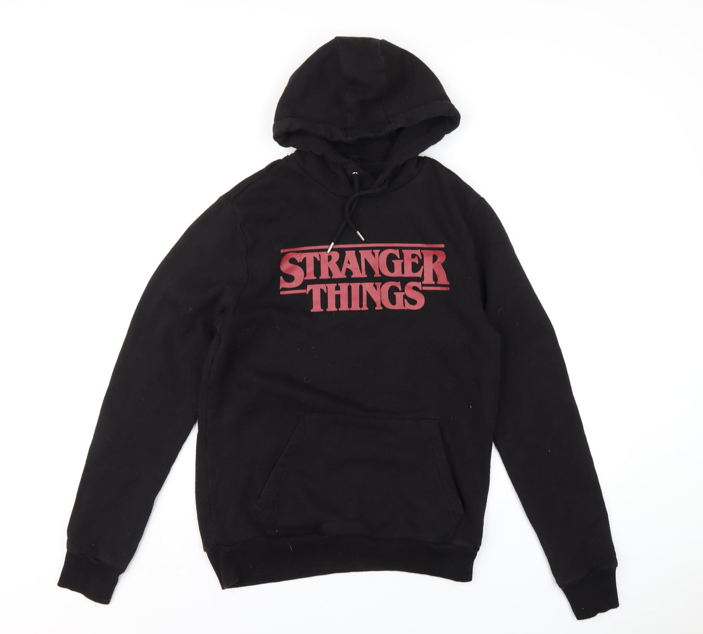 Stranger Things Womens Black Cotton Pullover Hoodie Size S Pullover
