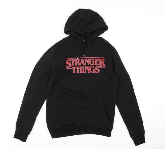Stranger Things Womens Black Cotton Pullover Hoodie Size S Pullover