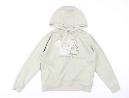 Preloved Disney Womens Beige Cotton Pullover Hoodie Size 6 Pullover - Mickey Mouse - Front