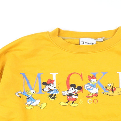 Preloved Disney Womens Yellow Cotton Pullover Sweatshirt Size 4 Pullover - Mickey Mouse & Co - Detail