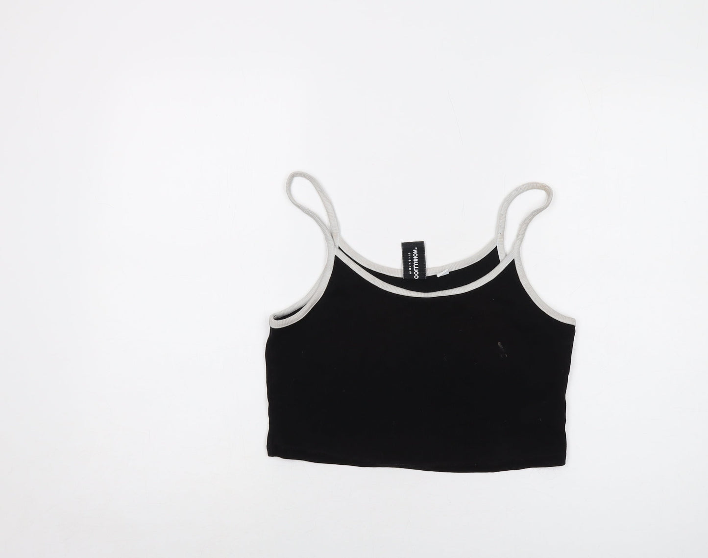 COLLUSION Womens Black Cotton Cropped Tank Size 14 Round Neck