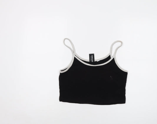 COLLUSION Womens Black Cotton Cropped Tank Size 14 Round Neck