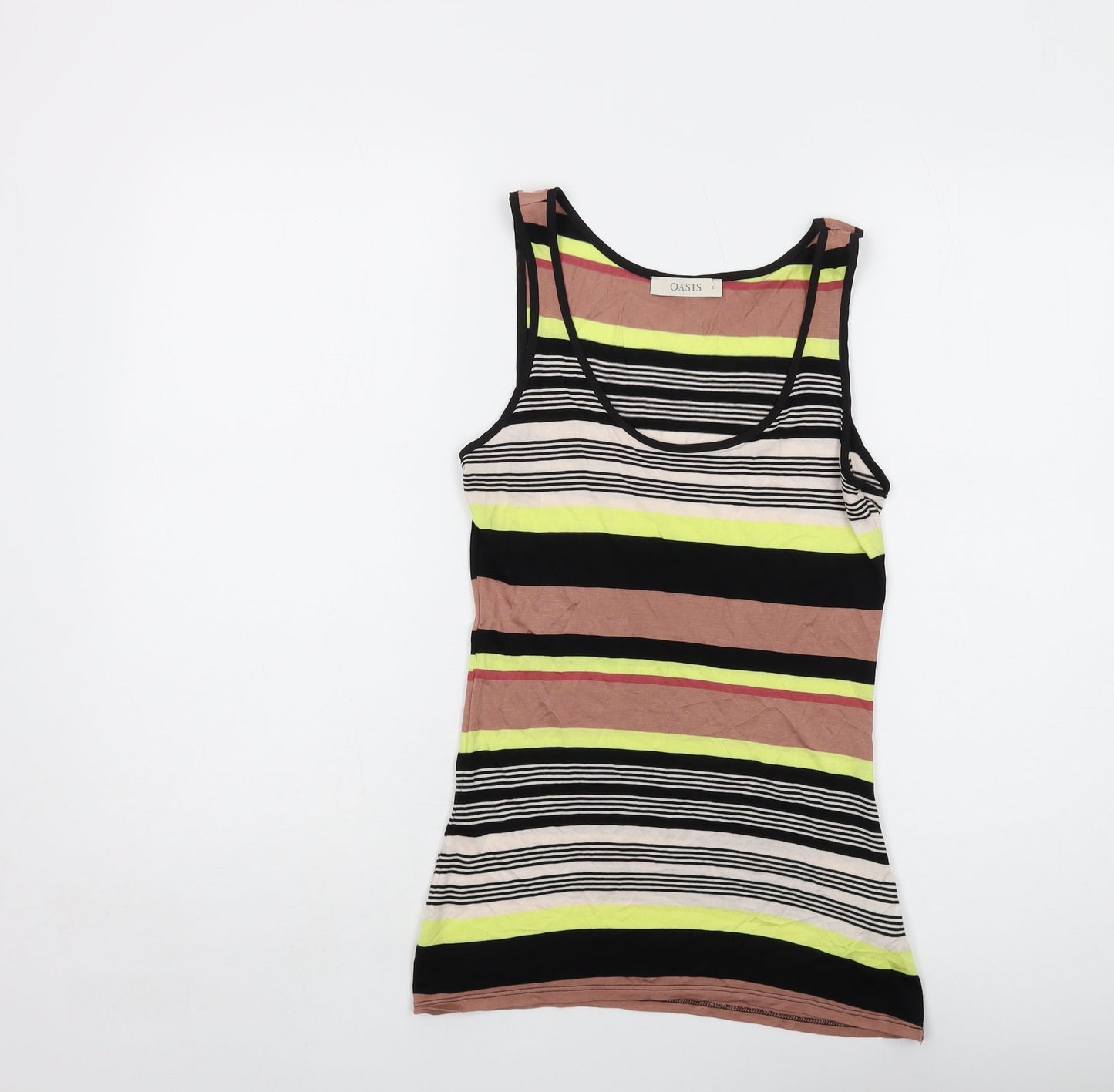 Oasis Womens Multicoloured Striped Viscose Basic Tank Size S Round Neck