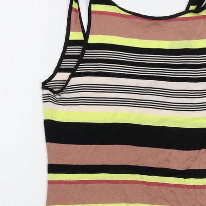 Oasis Womens Multicoloured Striped Viscose Basic Tank Size S Round Neck