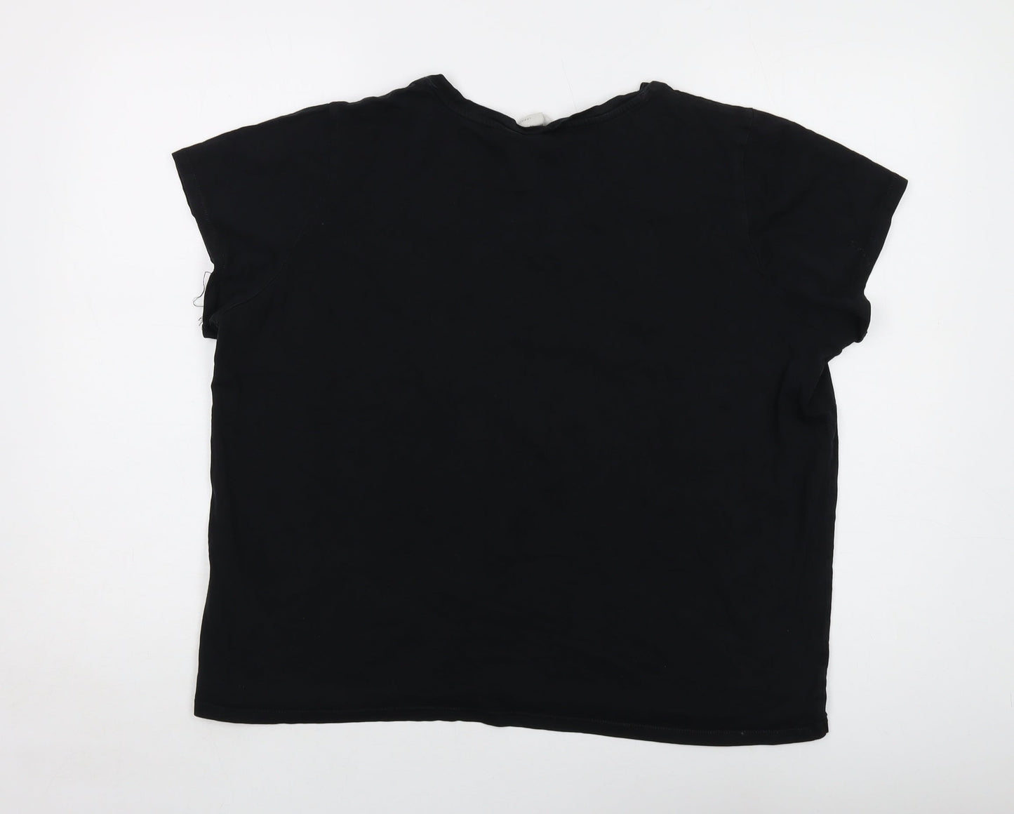 Friends Womens Black Cotton Basic T-Shirt Size XL Round Neck