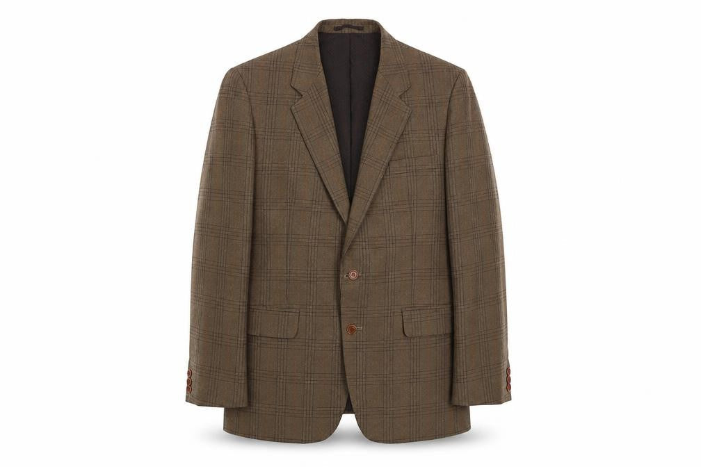 Hodges Mens Green Plaid Polyester Jacket Suit Jacket Size 42 Regular
