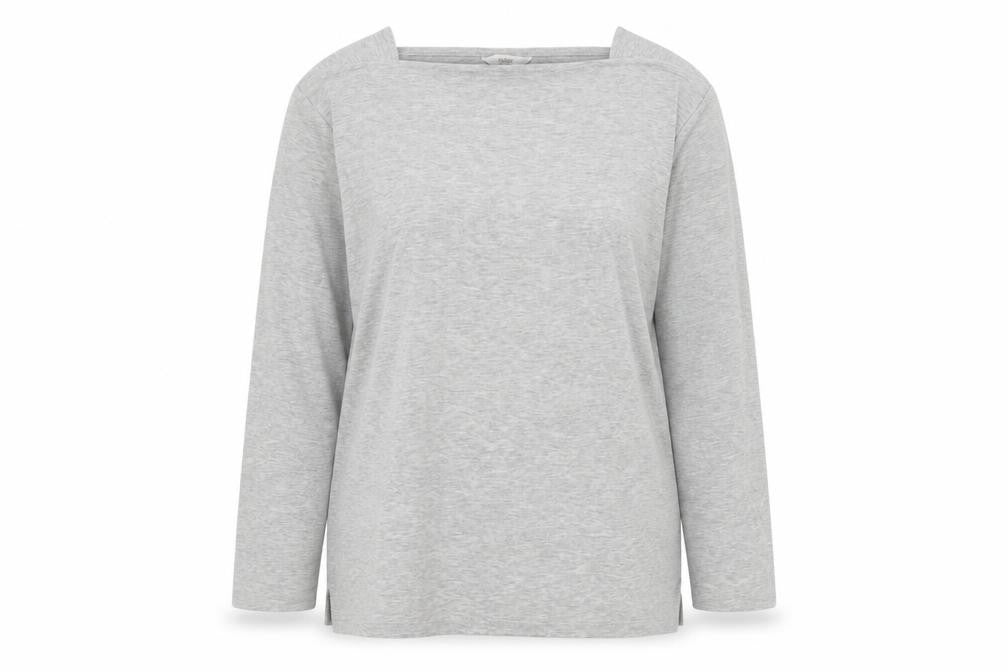 Cotton Traders Womens Grey Polyester Basic T-Shirt Size 20 Square Neck