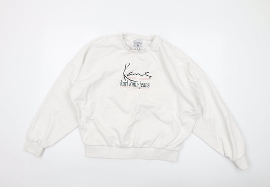 Karl Kani Womens White Cotton Pullover Sweatshirt Size M Pullover