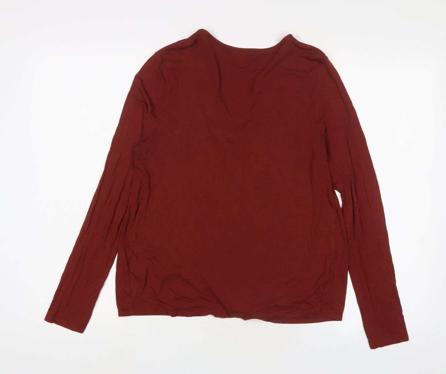 New Look Womens Brown Viscose Basic Blouse Size 12 V-Neck