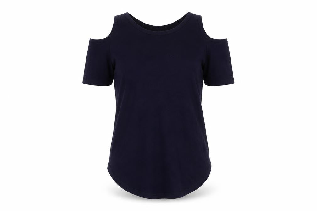 Boohoo Womens Blue Viscose Basic T-Shirt Size 6 Crew Neck