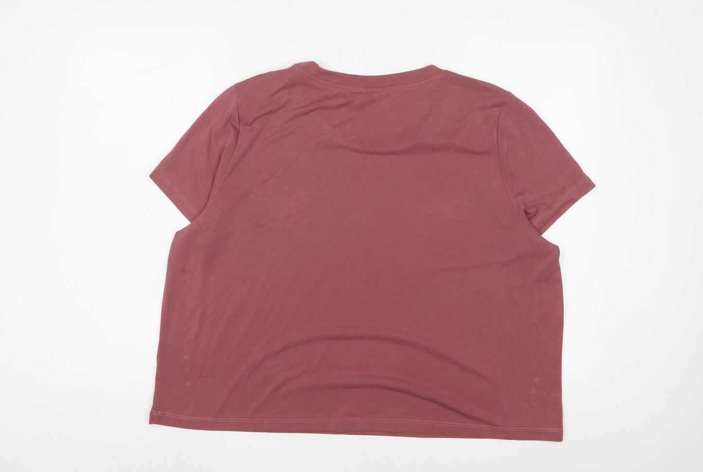 Monki Womens Pink Polyester Basic T-Shirt Size 2XL Crew Neck