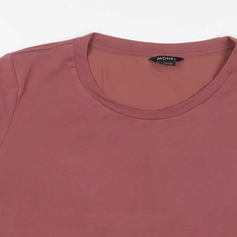 Monki Womens Pink Polyester Basic T-Shirt Size 2XL Crew Neck