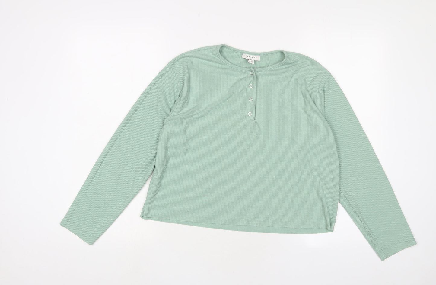 Topshop Womens Green Viscose Basic T-Shirt Size 6 Henley