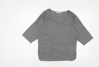 Oasis Womens Grey Viscose Basic T-Shirt Size S Scoop Neck